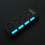 Produtos - HUB USB C/ INTERRUPTOR SEGURANCA - 4 PORTAS - PRETO - C/ LED INDICADOR FUNCIONAMENTO Produtos - HUB USB C/ INTERRUPTOR SEGURANCA - 4 PORTAS - PRETO - C/ LED INDICADOR FUNCIONAMENTO