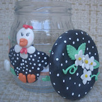 Arte & Cultura - Amor e Arte: Galinha da angola, vidro decorado em biscuit Arte & Cultura - Amor e Arte: Galinha da angola, vidro decorado em biscuit